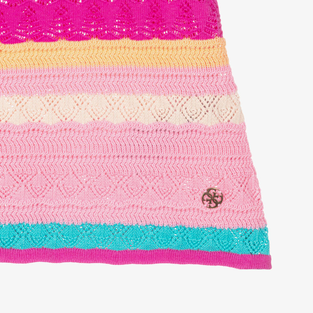 Guess-Girls Pink Striped Cotton Knit Dress | Childrensalon