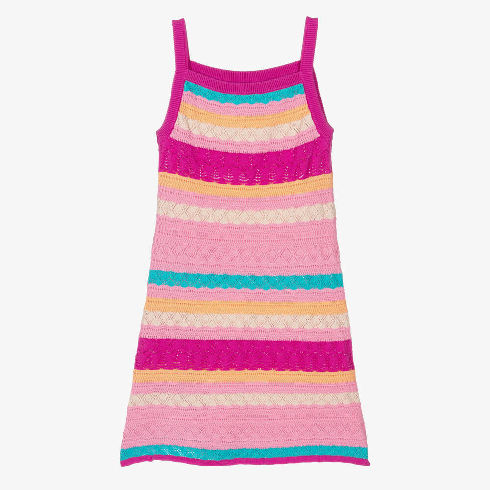 Guess-Girls Pink Striped Cotton Knit Dress | Childrensalon