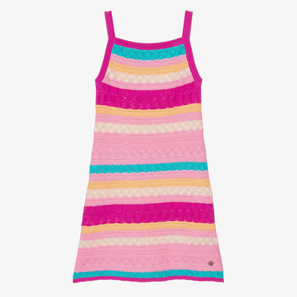 Guess-Girls Pink Striped Cotton Knit Dress | Childrensalon
