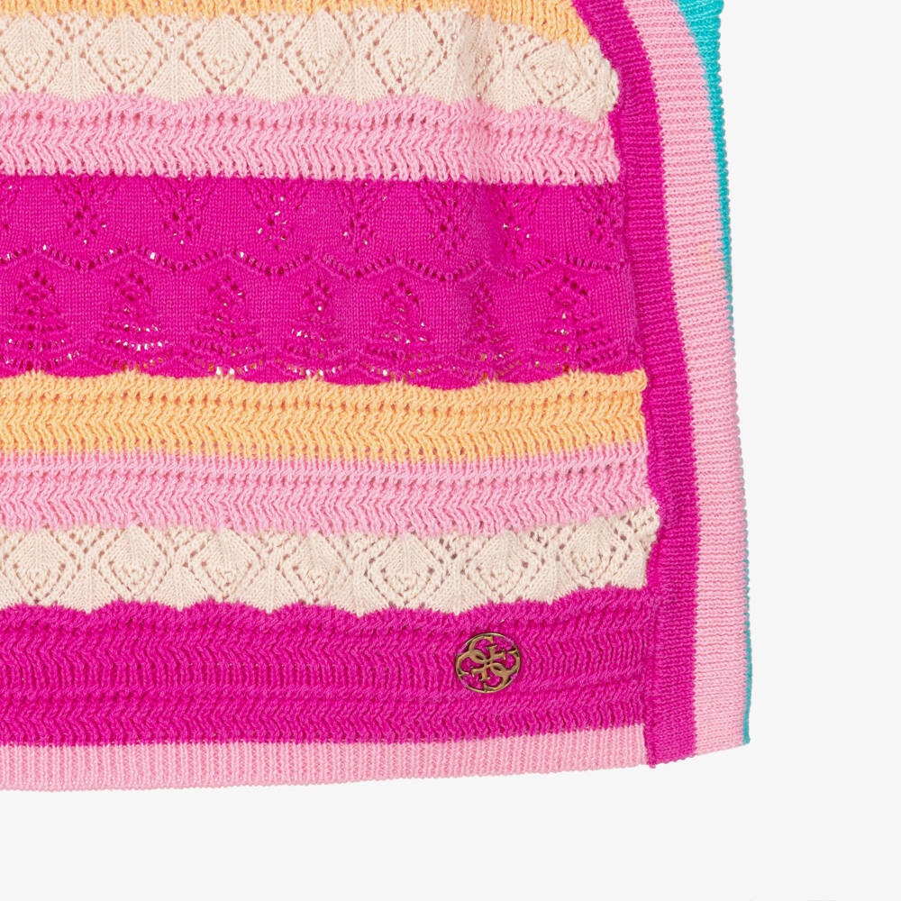 Guess-Girls Pink Striped Cotton Knit Strappy Top | Childrensalon