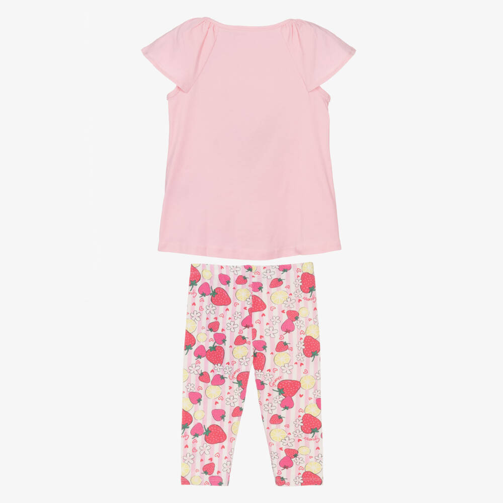 Guess-Girls Pink Striped Cotton Strawberry Print Leggings Set | Childrensalon