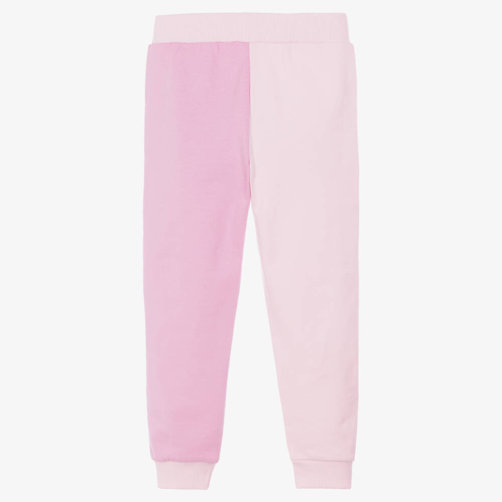 Guess-Girls Pink & White Cotton Jersey Joggers | Childrensalon