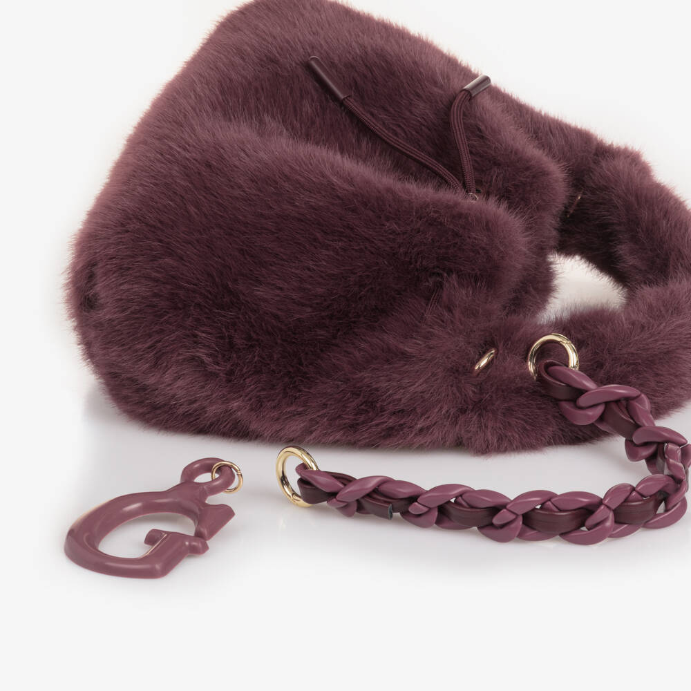 Guess-Girls Purple Faux Fur Handbag (28cm) | Childrensalon