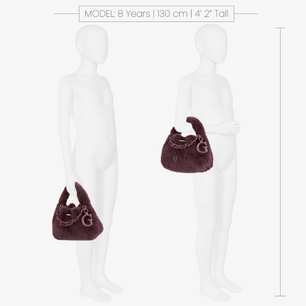 Guess-Girls Purple Faux Fur Handbag (28cm) | Childrensalon