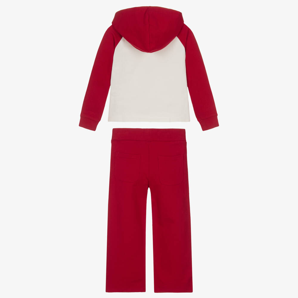 Guess-Girls Red & Ivory Cotton Jersey Tracksuit | Childrensalon