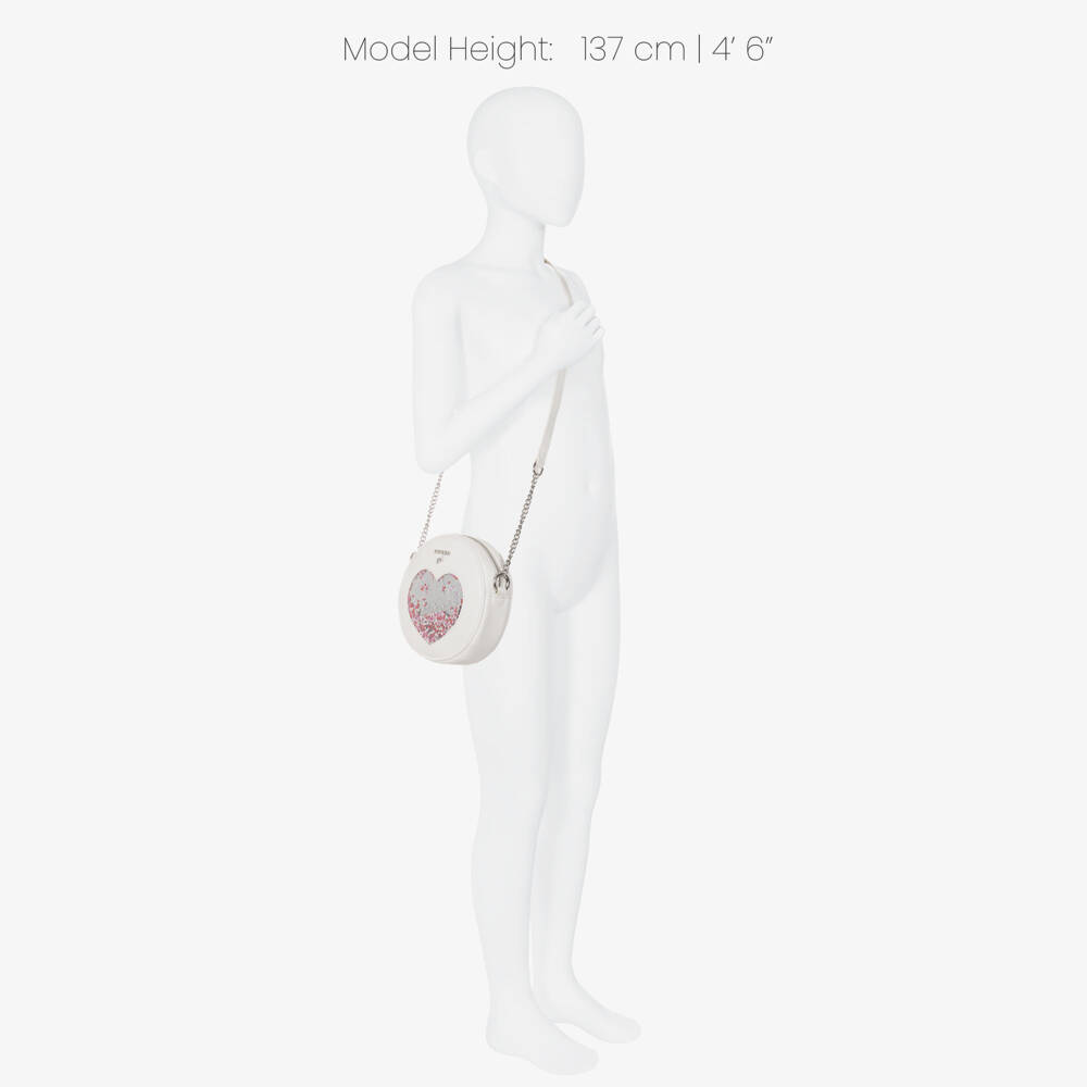 Guess-Girls Round White Sequin Confetti Shoulder Bag (17cm) | Childrensalon