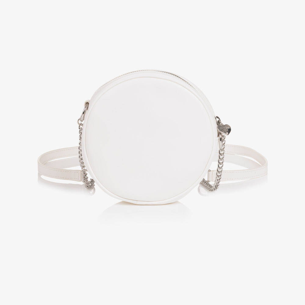 Guess-Girls Round White Sequin Confetti Shoulder Bag (17cm) | Childrensalon