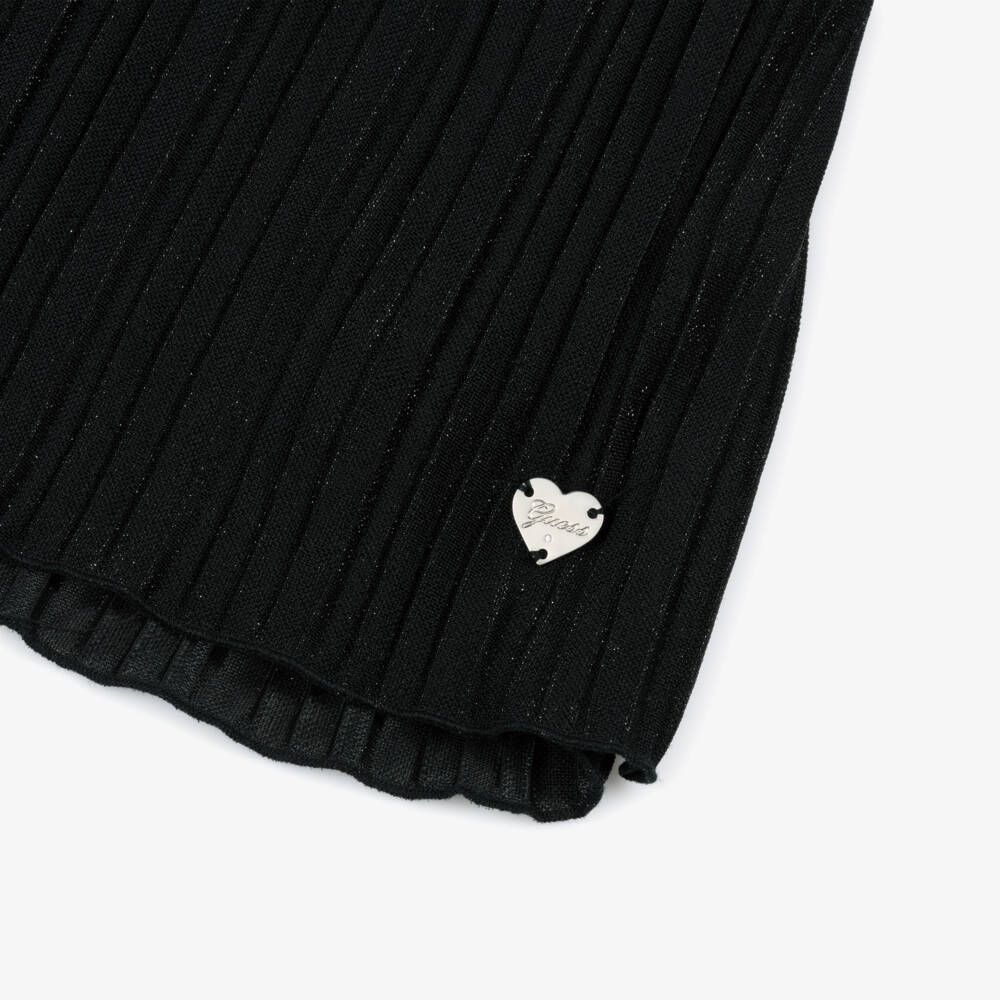 Guess-Girls Shimmery Black Lurex Pleated Top | Childrensalon