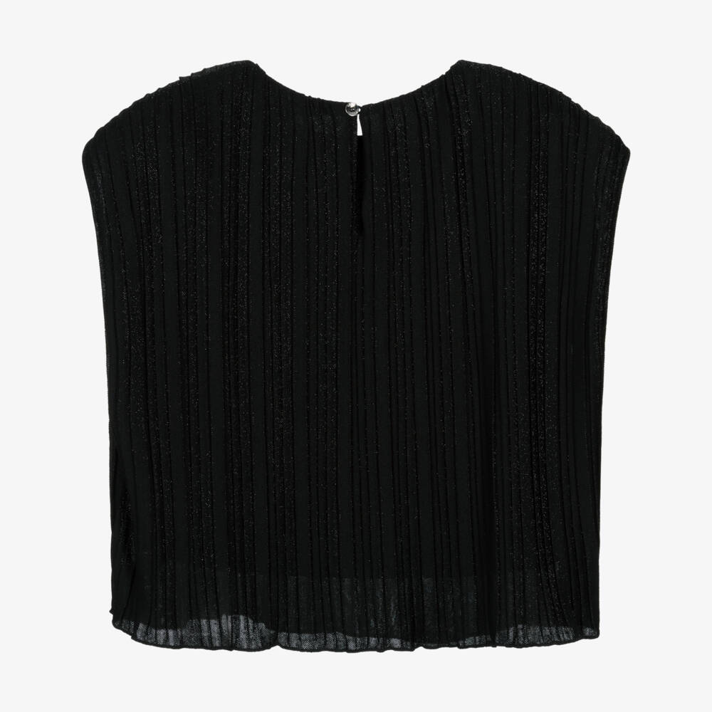 Guess-Girls Shimmery Black Lurex Pleated Top | Childrensalon