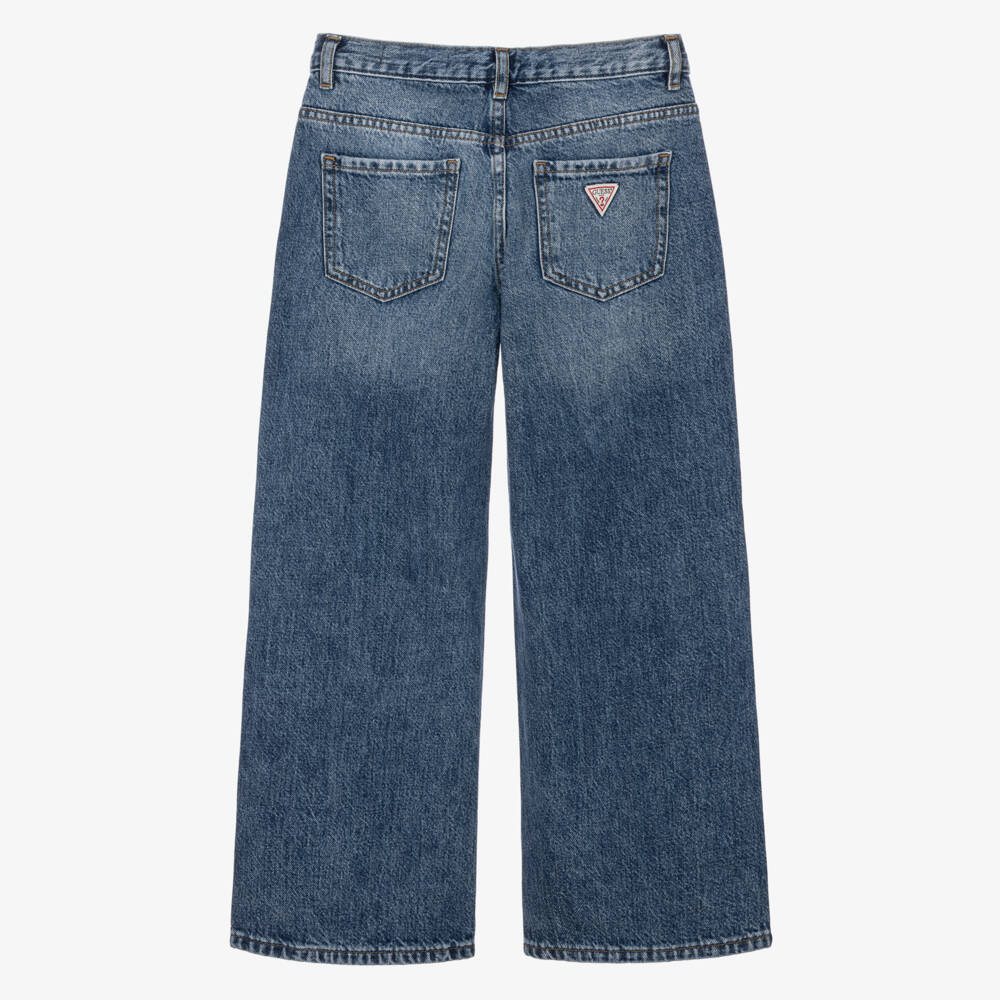 Guess-Girls Sparkly Blue Wide Leg Jeans | Childrensalon