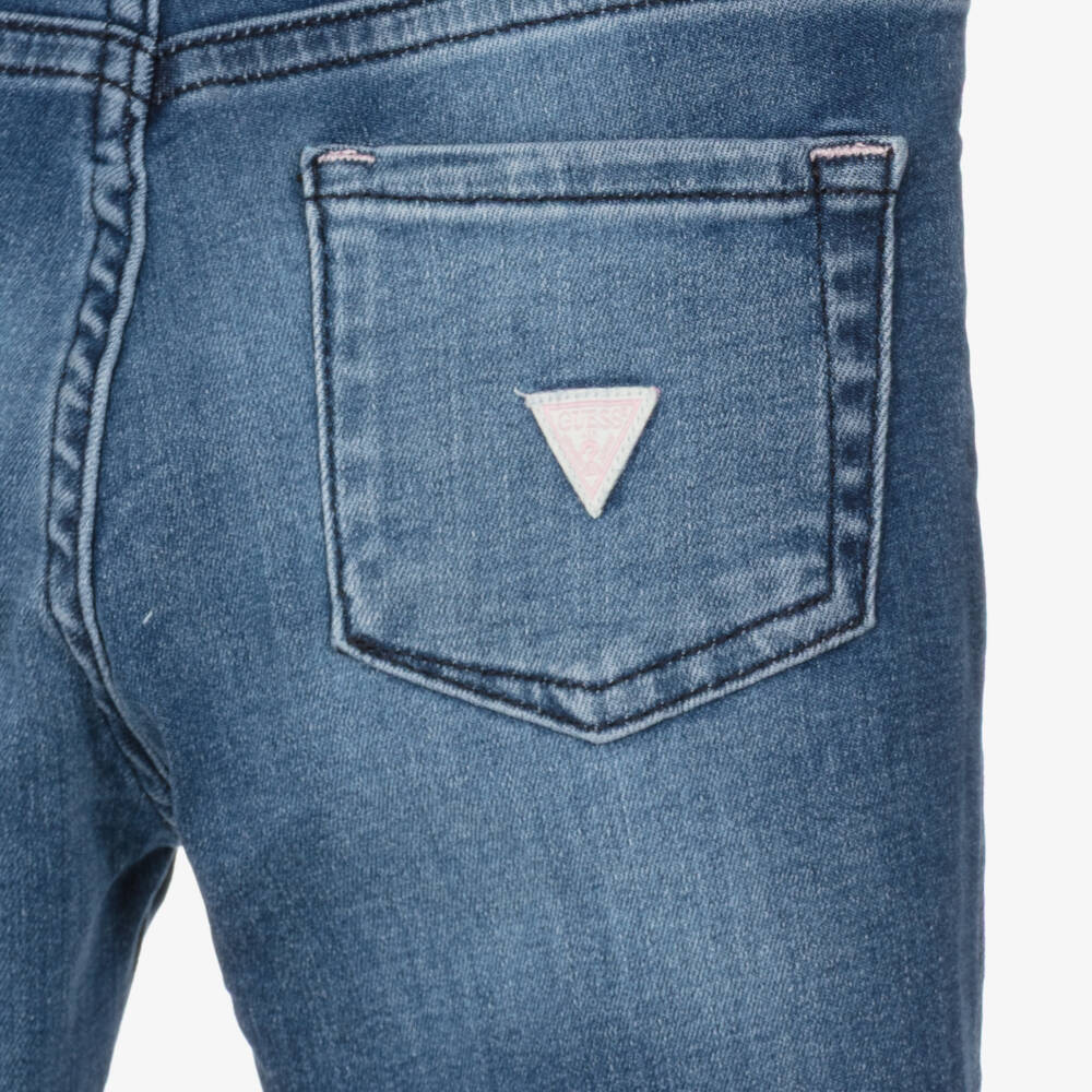 Guess-Джинсы из синего денима с цветочной вышивкой для девочек | Childrensalon