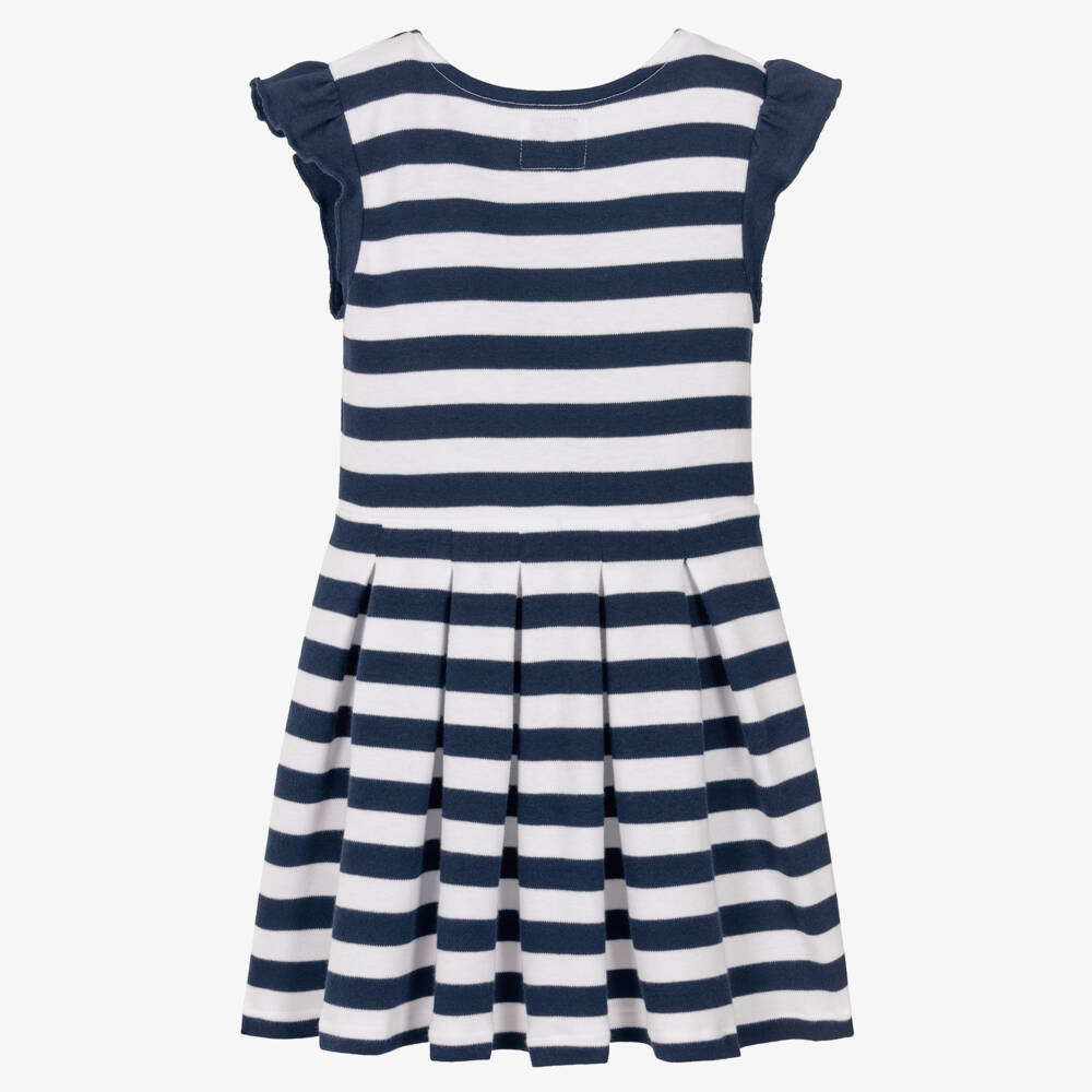 Guess-Girls White & Blue Stripe Cotton Dress | Childrensalon