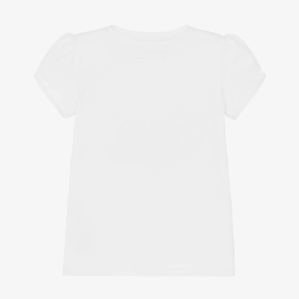 Guess-Girls White Cotton Varsity-Style T-Shirt | Childrensalon