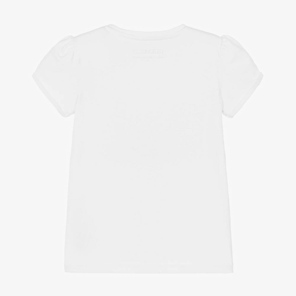 Guess-Girls White Cotton Varsity-Style T-Shirt | Childrensalon