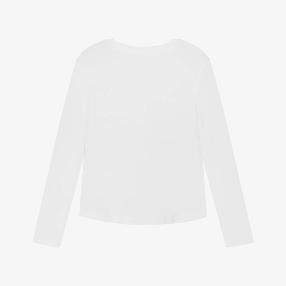 Guess-Girls White Lenzing Sequin Logo Top | Childrensalon