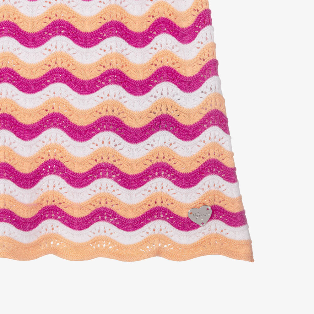 Guess-Girls White & Pink Cotton Knit Sun Dress | Childrensalon