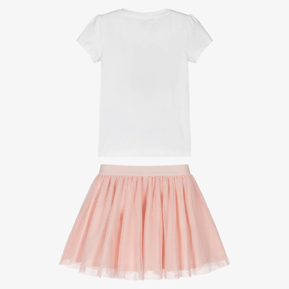 Guess-Girls White & Pink Mesh Skirt Set | Childrensalon