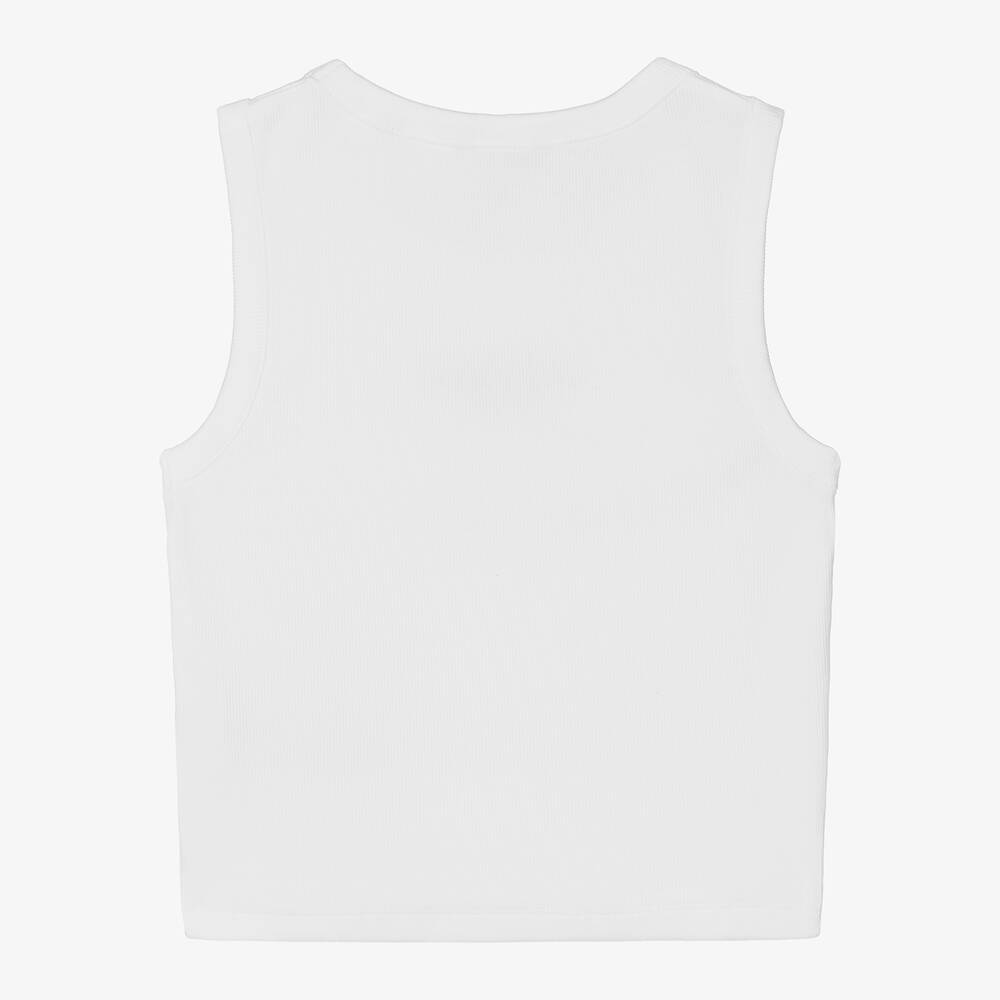 Guess-توب بدون أكمام قطن لون أبيض للبنات | Childrensalon