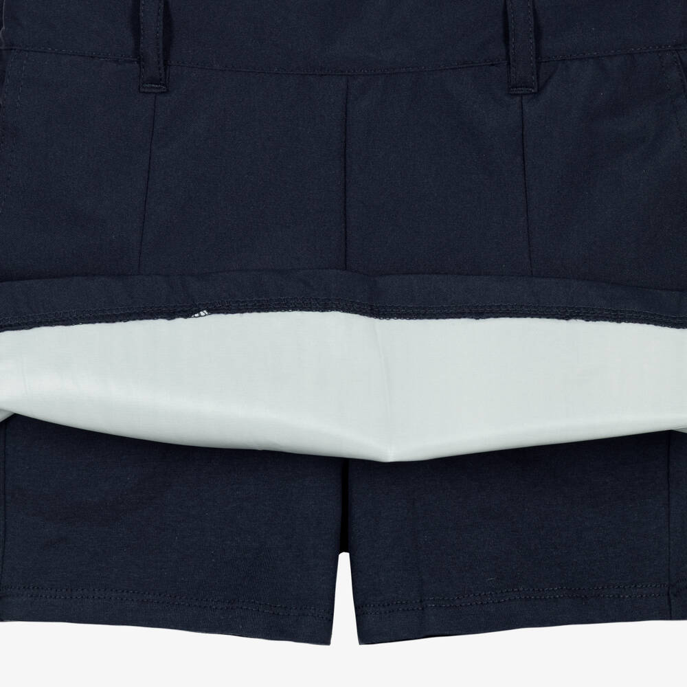 Guess-Girls White T-Shirt & Navy Blue Skirt Set | Childrensalon