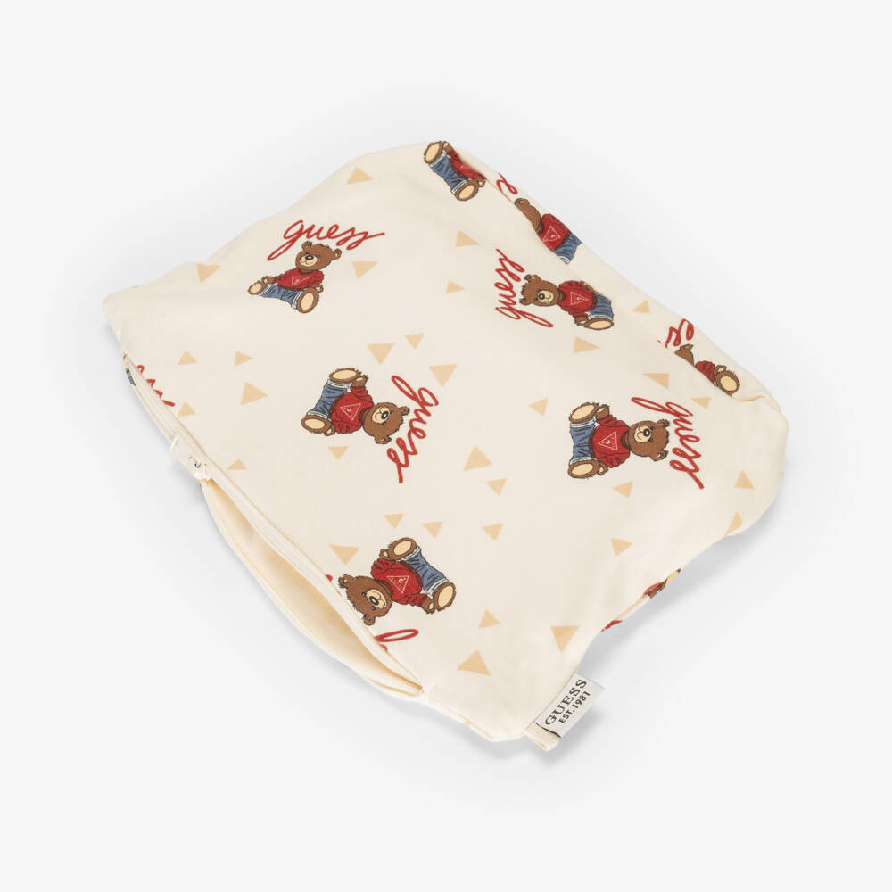 Guess-Ivory Cotton Baby Trouser Set with Teddy Bear Pattern | Childrensalon