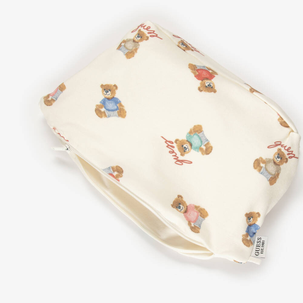 Guess-Ivory Cotton Baby Trouser Set with Teddy Prints | Childrensalon
