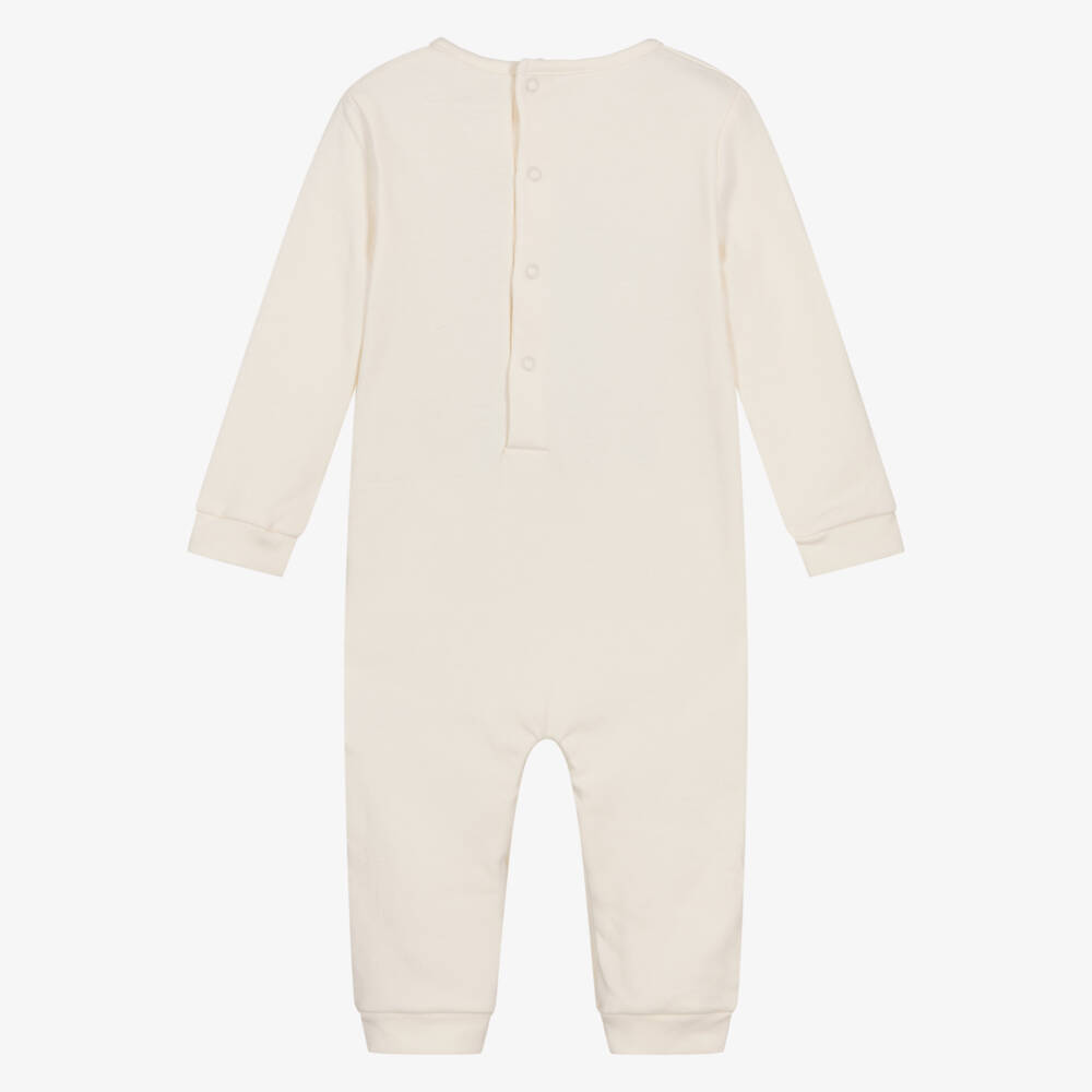 Guess-Ivory Cotton Romper with Teddy Bear Motif | Childrensalon
