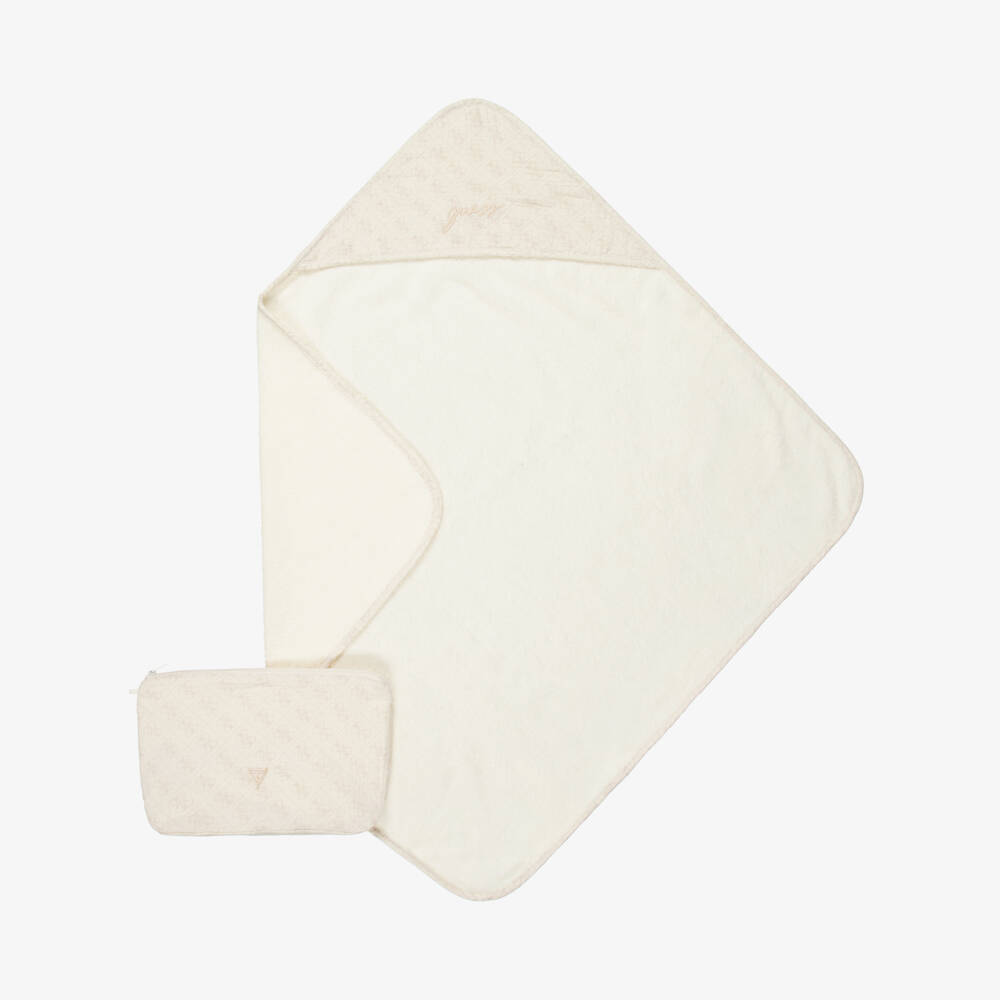 Guess-Ivory Hooded Baby Towel & Pouch Set | Childrensalon