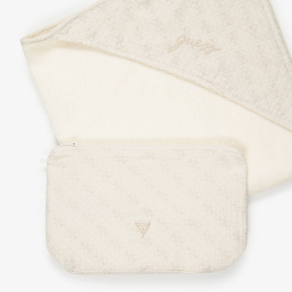Guess-Ivory Hooded Baby Towel & Pouch Set | Childrensalon