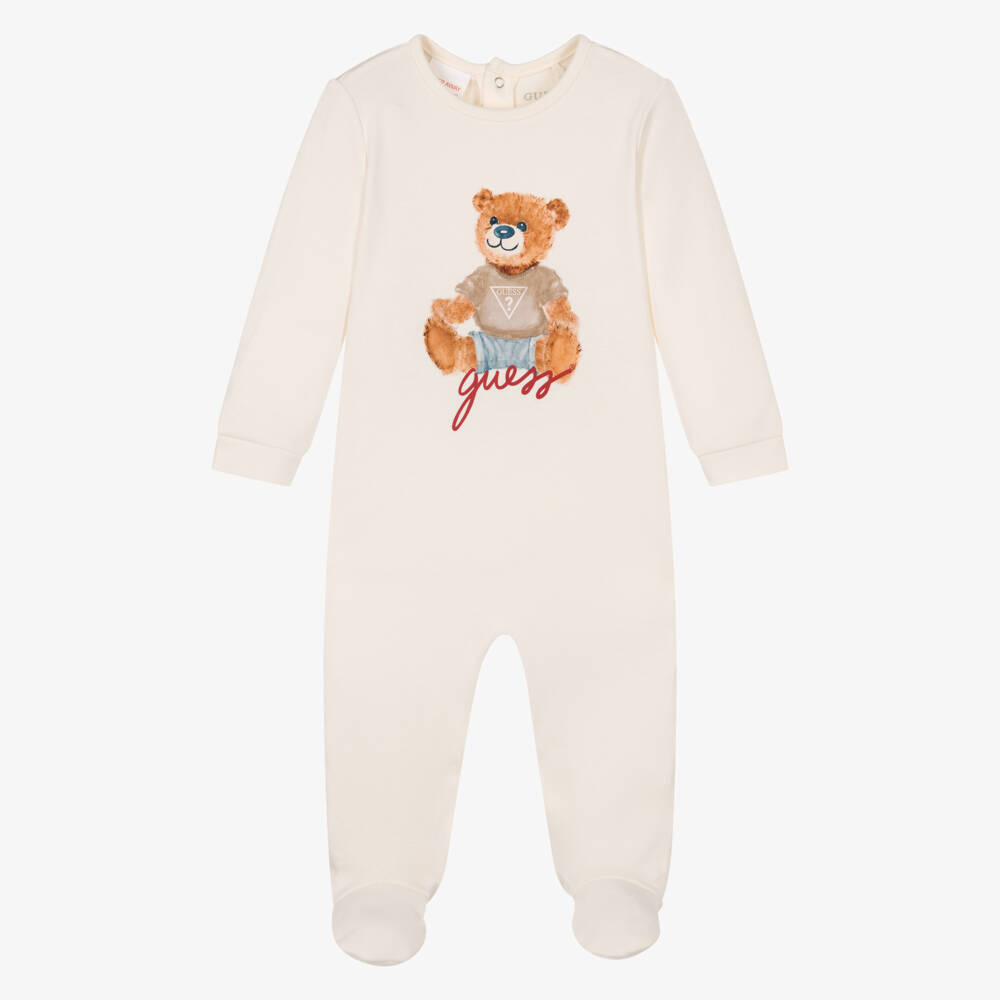 Guess-Ivory Teddy Bear Babygrow | Childrensalon