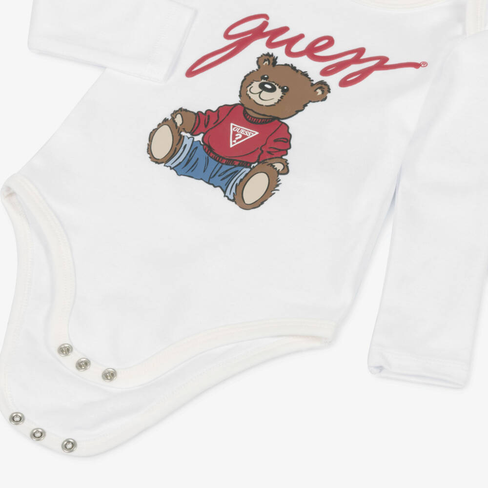 Guess-Спортивный костюм кремовый велюровый с мишкой для малышей | Childrensalon