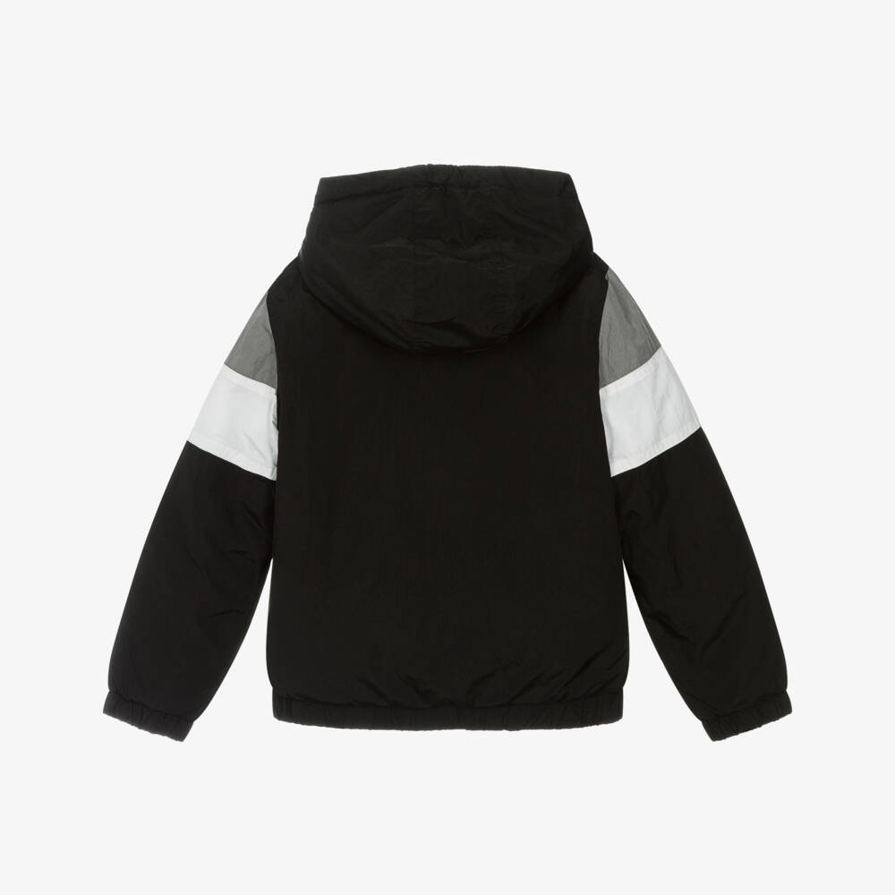 Guess-Junior Boys Black Colourblock Hooded Jacket | Childrensalon