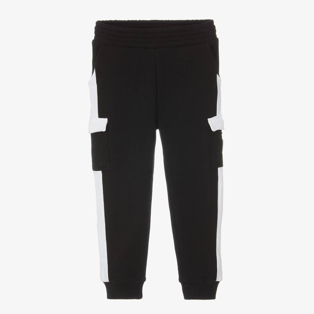 Boys Black Cotton Joggers