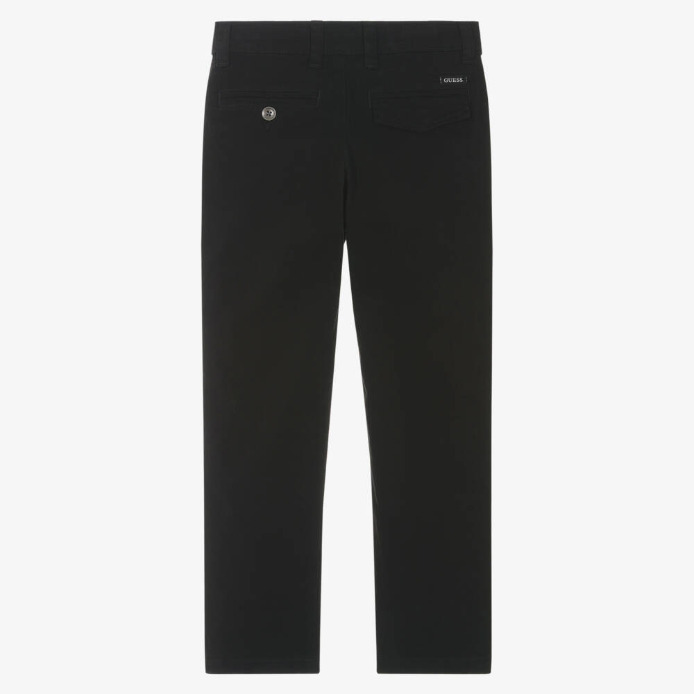 Guess-Junior Boys Black Cotton Trousers | Childrensalon