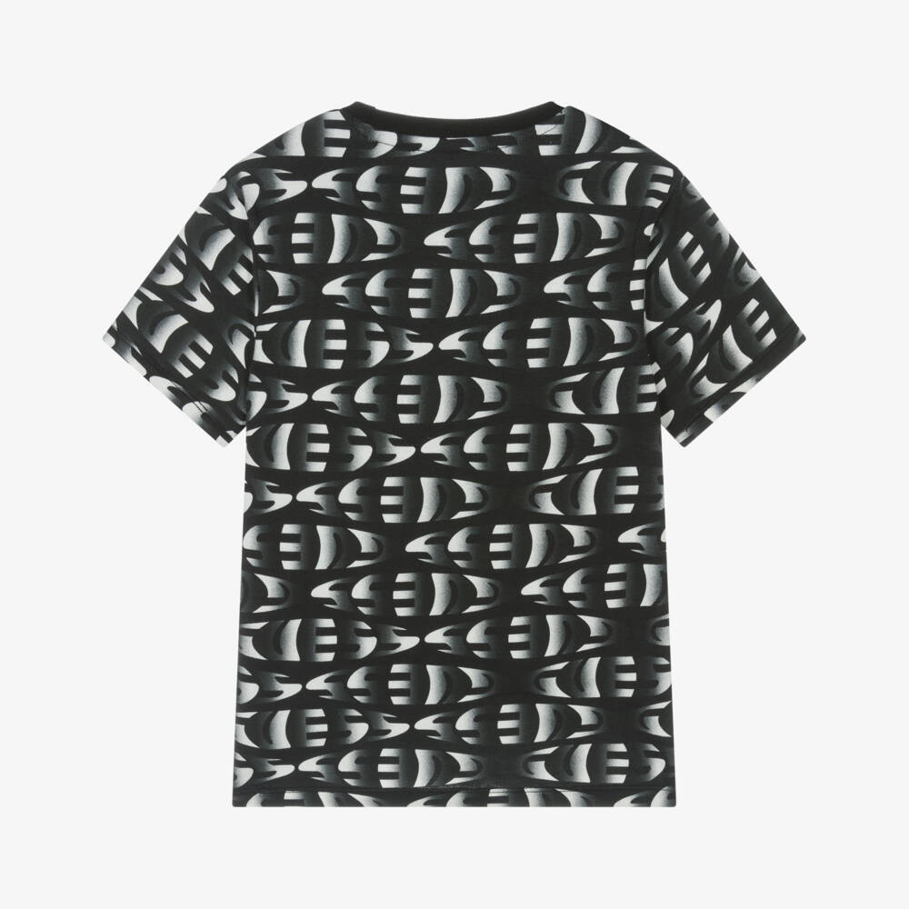 Guess-Junior Boys Black Gradient Logo Organic Cotton T-Shirt | Childrensalon