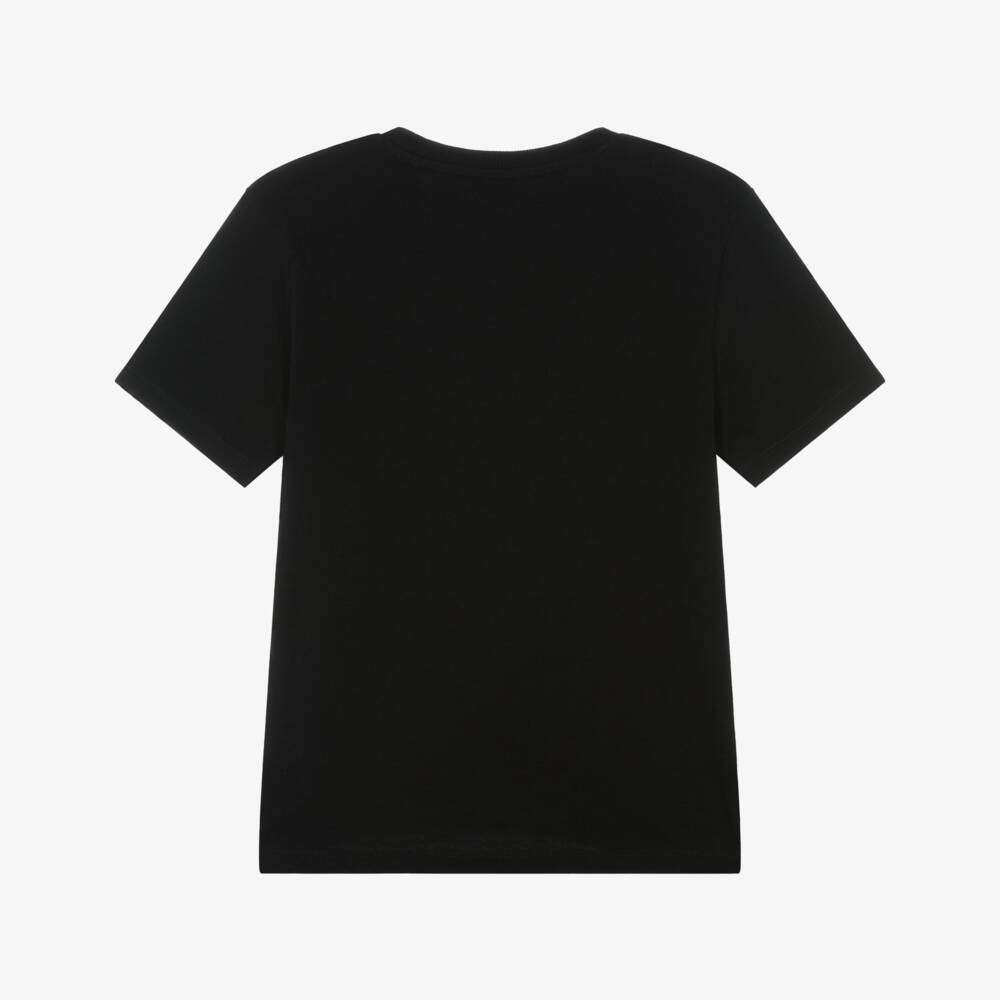Guess-Junior Boys Black Organic Cotton Triangle Logo T-Shirt | Childrensalon