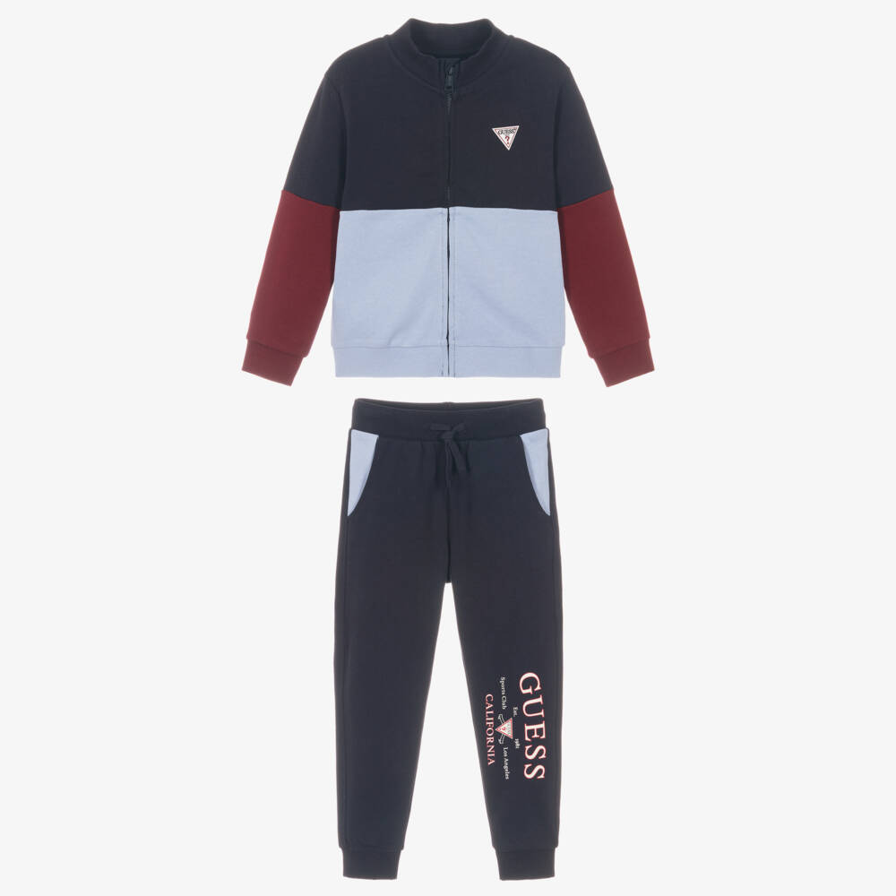 Guess-Junior Boys Blue Colourblock Cotton Tracksuit | Childrensalon