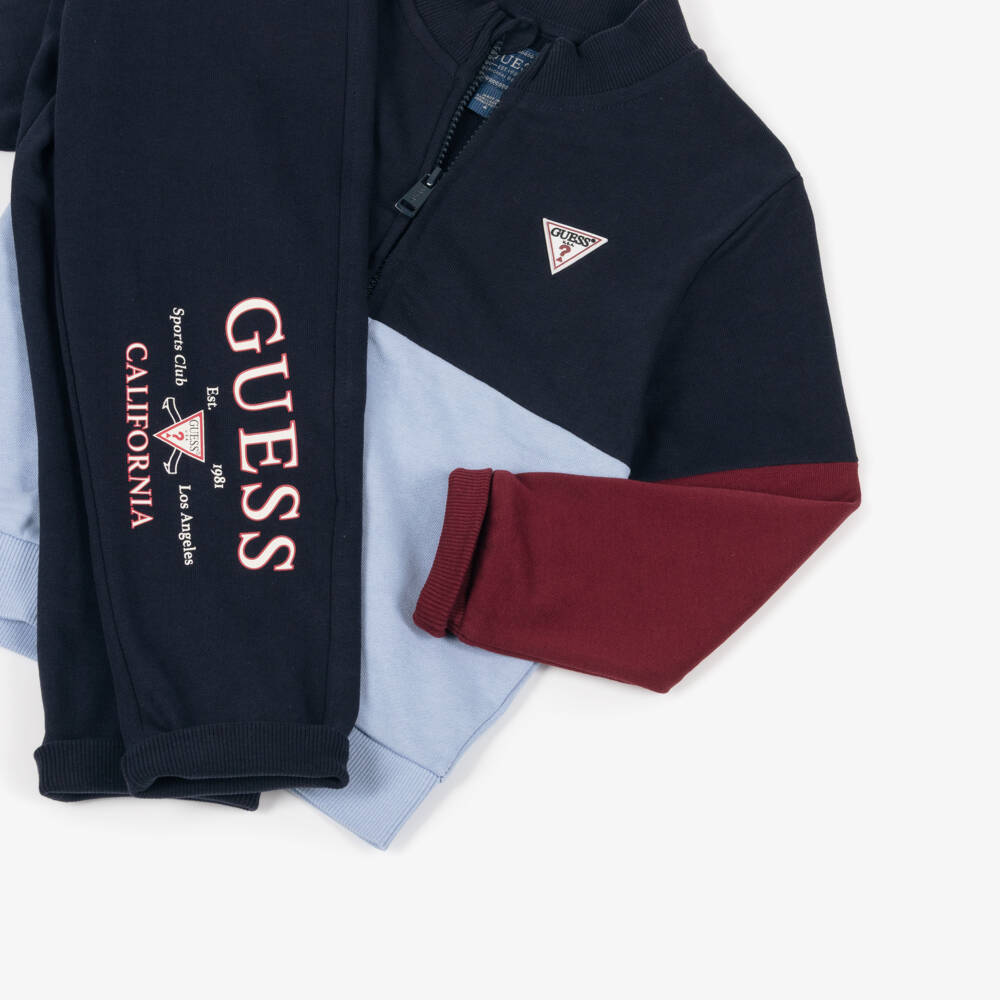 Guess-Junior Boys Blue Colourblock Cotton Tracksuit | Childrensalon