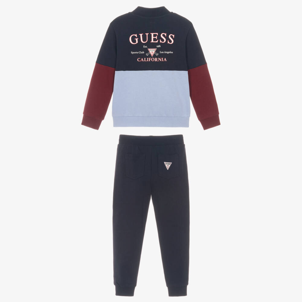 Guess-Junior Boys Blue Colourblock Cotton Tracksuit | Childrensalon
