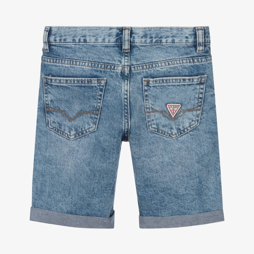Guess-Junior Boys Blue Distressed Denim Shorts  | Childrensalon