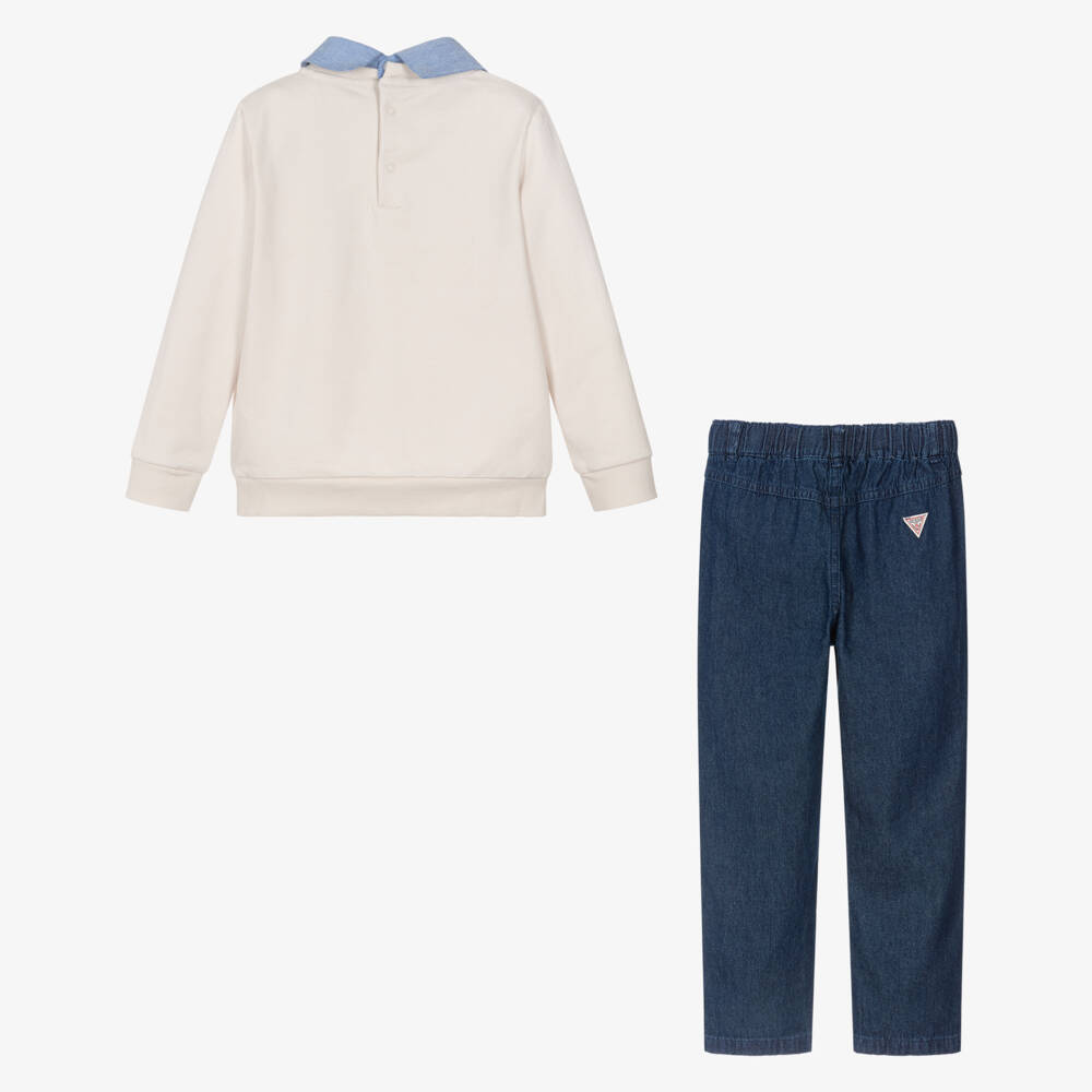 Guess-Брючный костюм кремовый с легендарным мишкой для мальчиков | Childrensalon