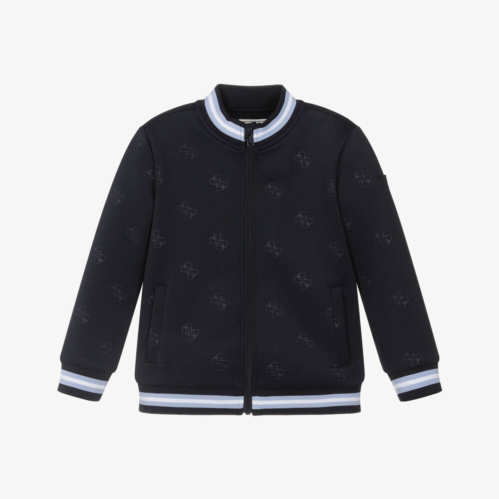 Guess-Junior Boys Navy Blue 4g Scuba Jersey Zip-Up Top | Childrensalon