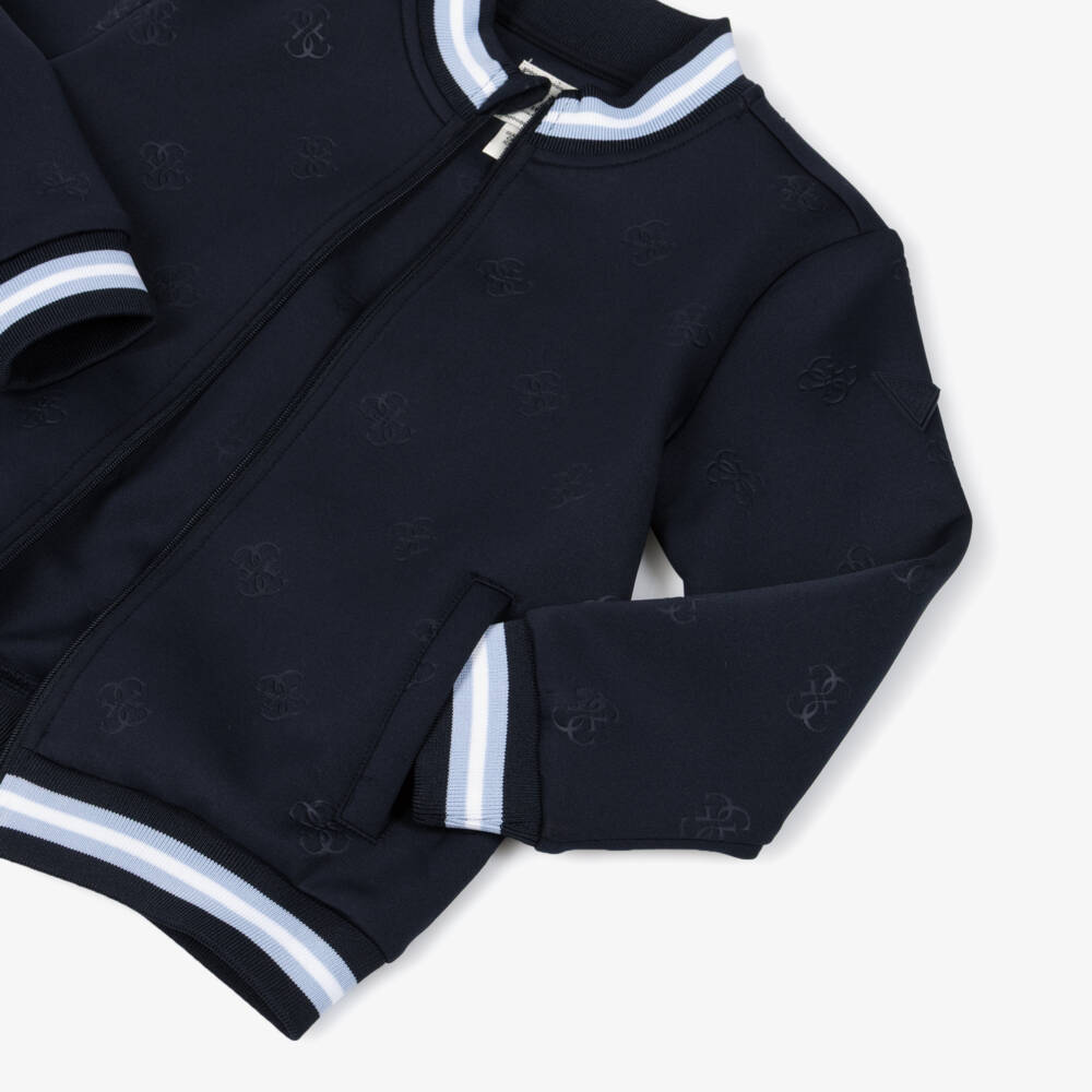 Guess-توب بسحاب قماش سكوبا لون كحلي للأولاد | Childrensalon