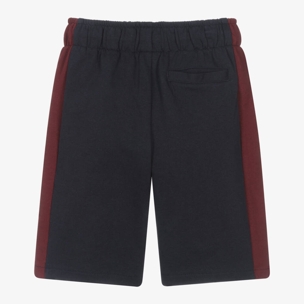 Guess-Junior Boys Navy Blue & Burgundy Red Cotton Shorts | Childrensalon