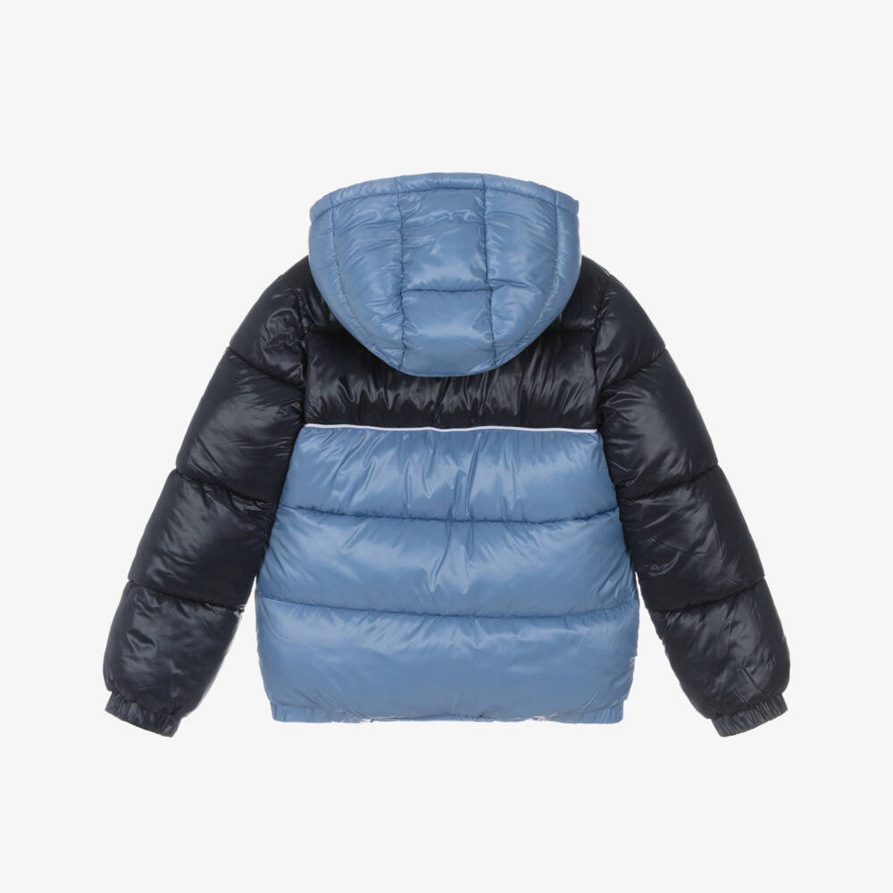 Guess-Junior Boys Two-Tone Blue Zip-Up Puffer Jacket | Childrensalon