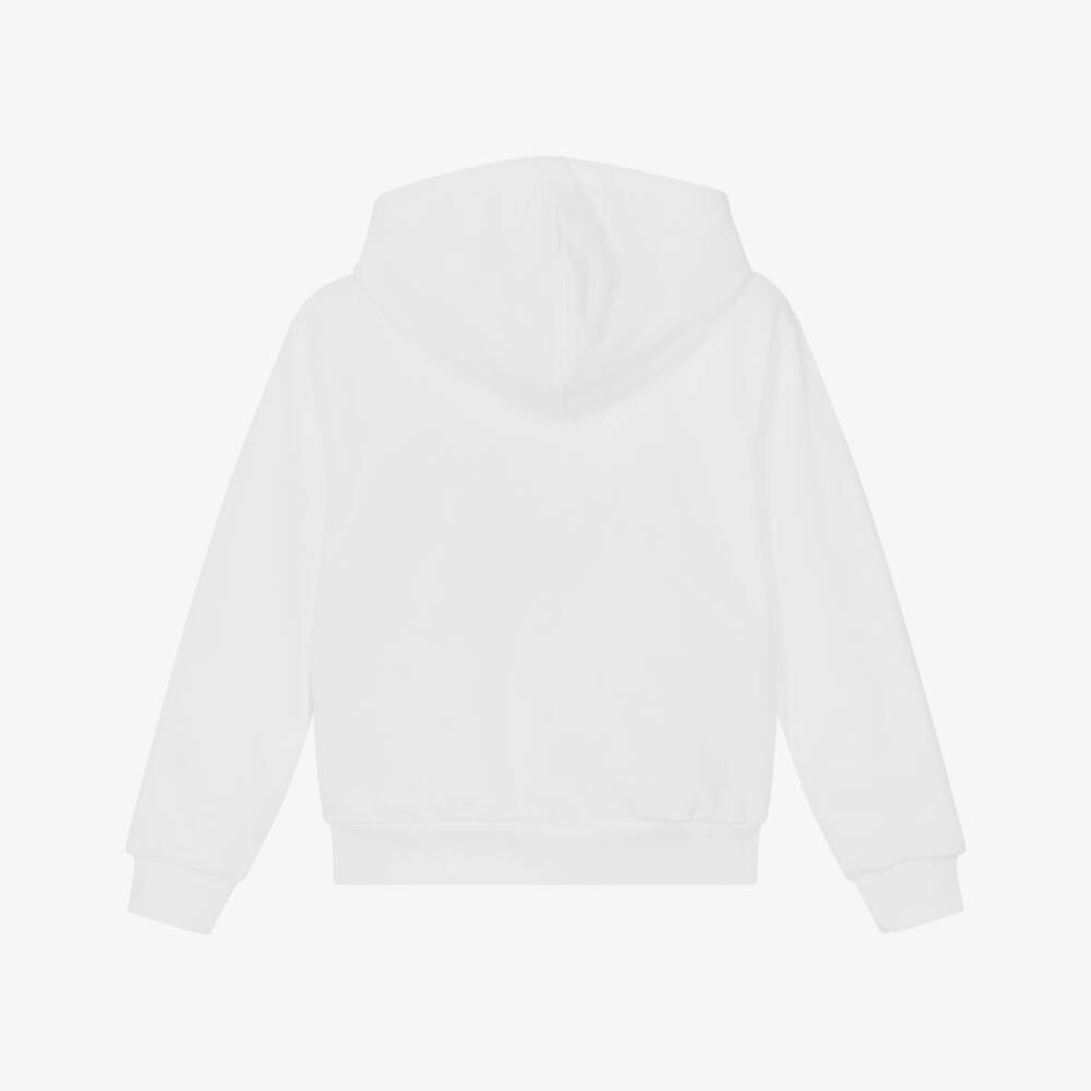 Guess-هودي بسحاب قطن لون أبيض للأولاد | Childrensalon