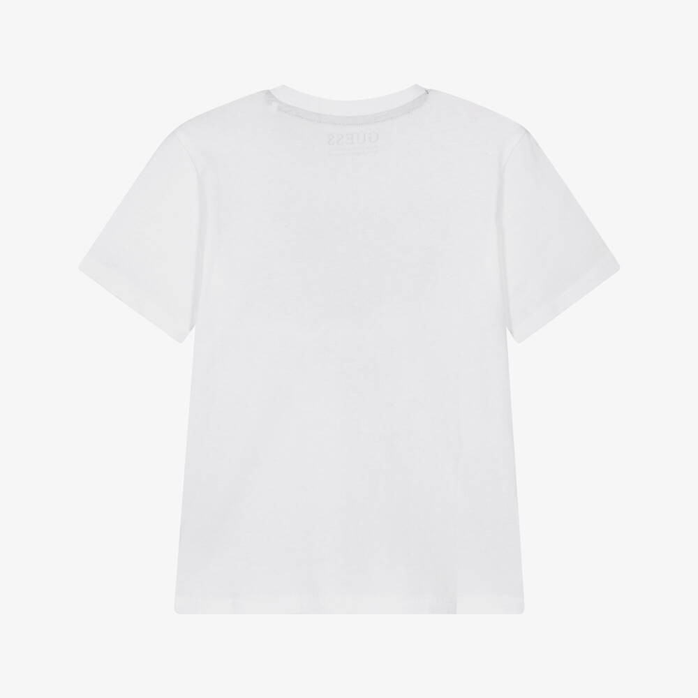 Guess-Junior Boys White Teddy Bear Print T-Shirt | Childrensalon