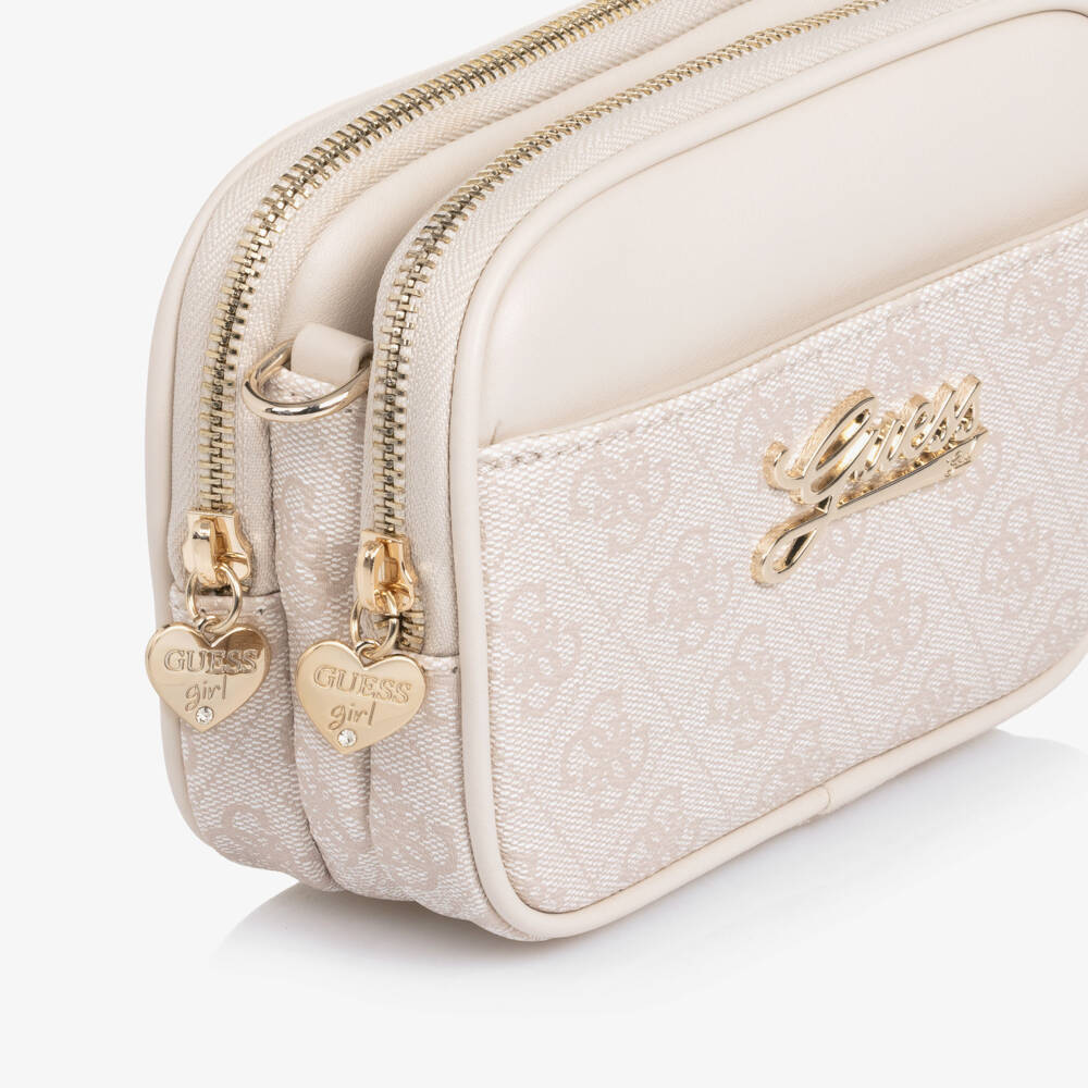 Guess-Junior Girls Beige Faux Leather 4G Logo Print Handbag | Childrensalon