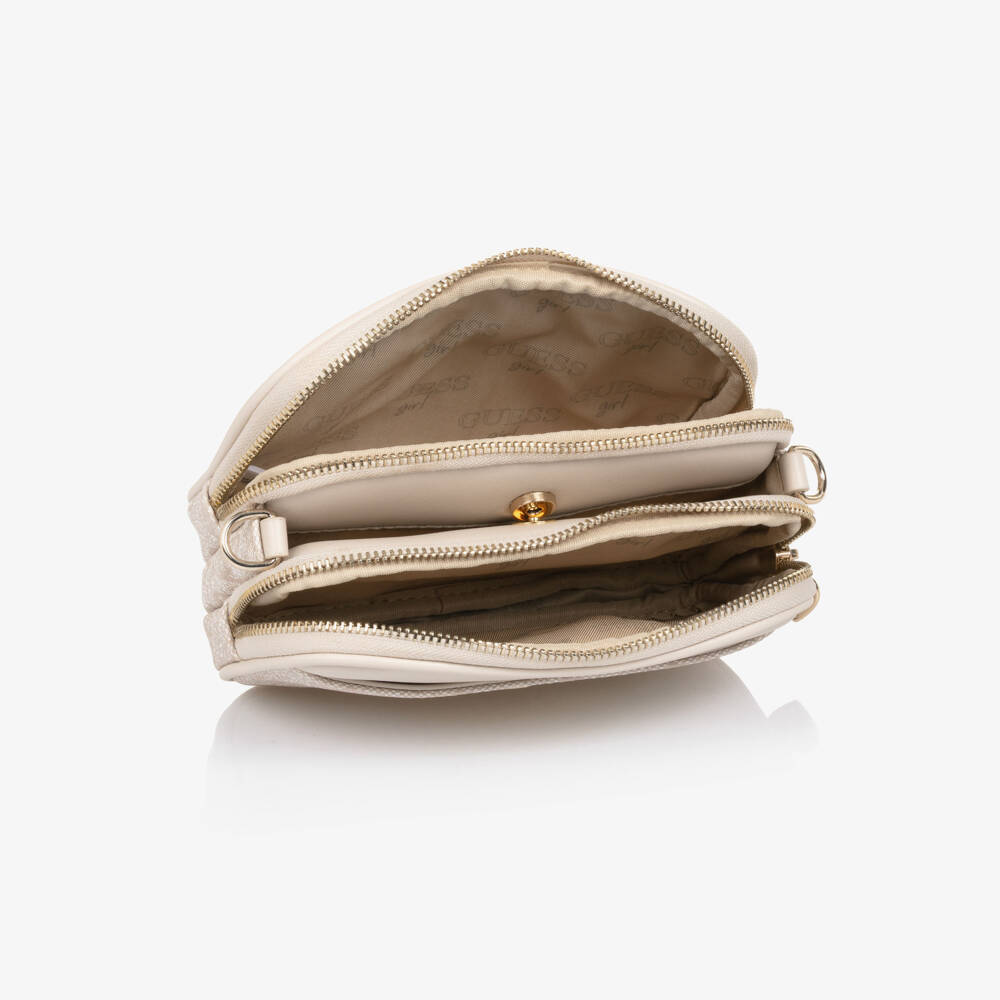 Guess-Junior Girls Beige Faux Leather 4G Logo Print Handbag | Childrensalon