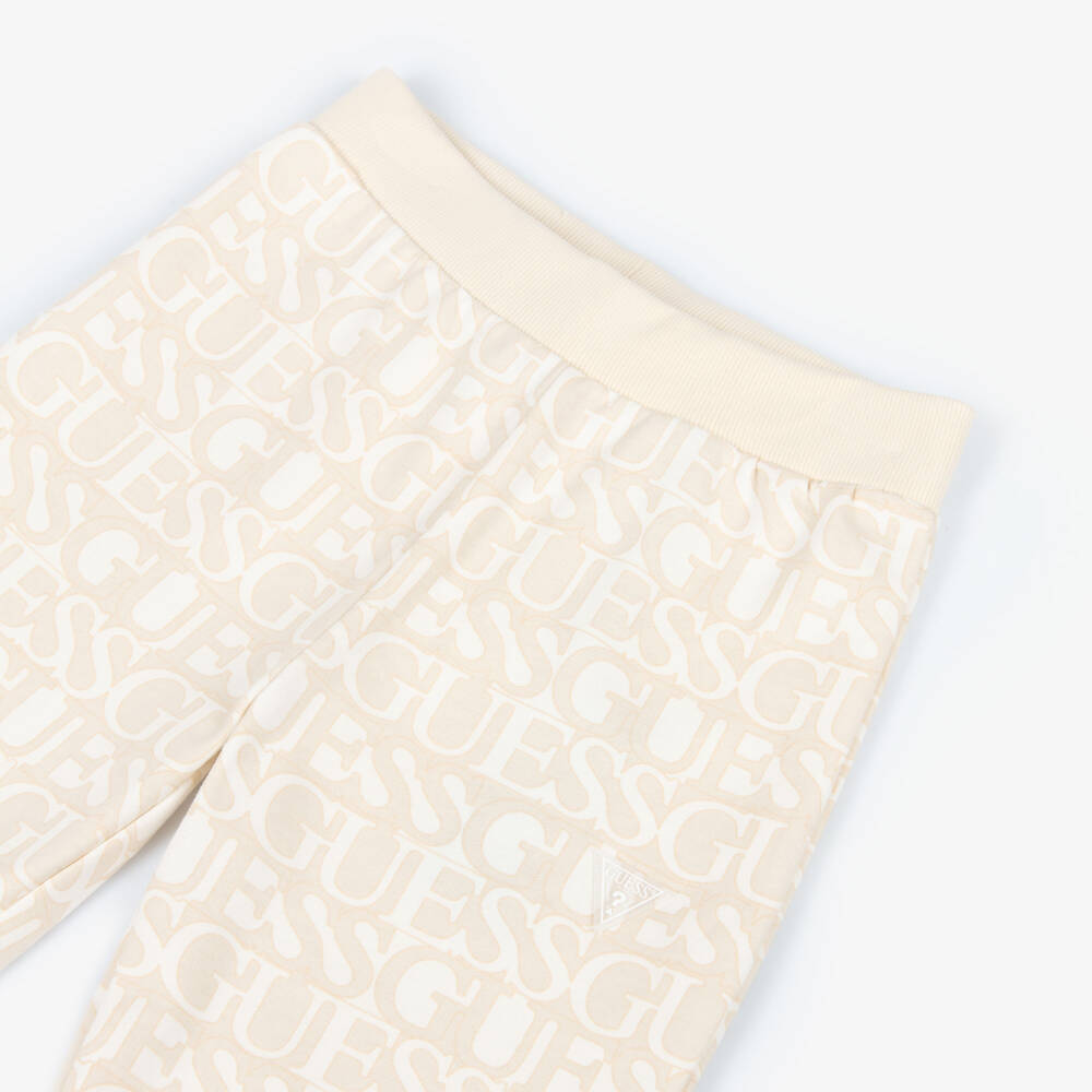 Guess-بنطلون رياضي لون بيج وعاجي للبنات | Childrensalon