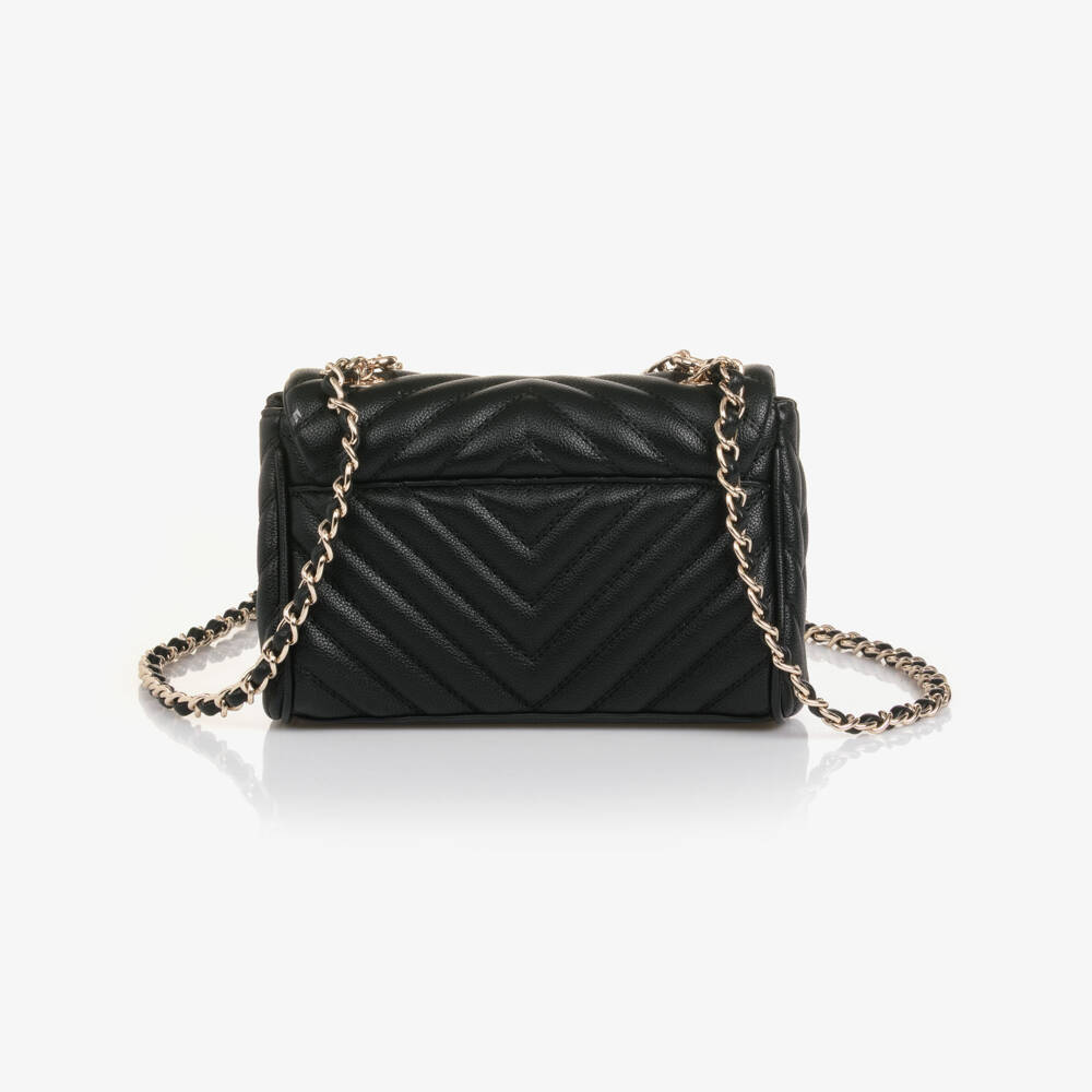 Guess-Junior Girls Black Faux Leather Shoulder Bag with Logo Charms | Childrensalon